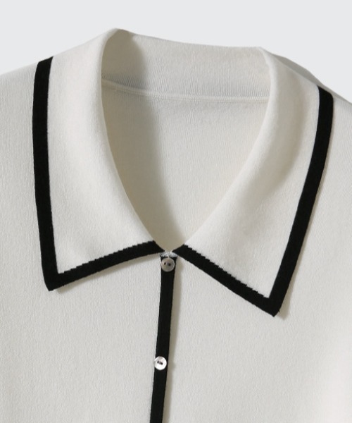 deux amour（ドゥーザムール）の「バインダー配色使い襟付きニット（その他トップス・レディース・ブラック/ホワイト・FREE）」の5枚目の写真