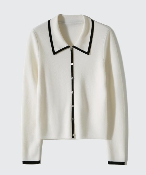 deux amour（ドゥーザムール）の「バインダー配色使い襟付きニット（その他トップス・レディース・ブラック/ホワイト・FREE）」の6枚目の写真