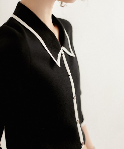 deux amour（ドゥーザムール）の「バインダー配色使い襟付きニット（その他トップス・レディース・ブラック/ホワイト・FREE）」の12枚目の写真