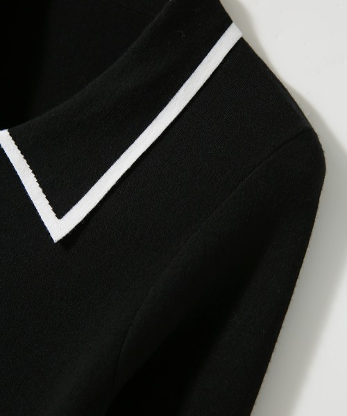 deux amour（ドゥーザムール）の「バインダー配色使い襟付きニット（その他トップス・レディース・ブラック/ホワイト・FREE）」の15枚目の写真