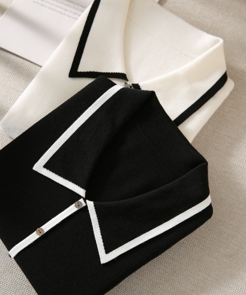 deux amour（ドゥーザムール）の「バインダー配色使い襟付きニット（その他トップス・レディース・ブラック/ホワイト・FREE）」の18枚目の写真