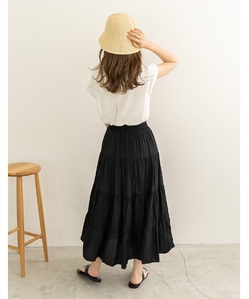 chocomee(チョコミー)の「ティアードフレアスカート/ tiered flare skirt(スカート・レディース・ブラック/ホワイト・FREE)」の10枚目の写真