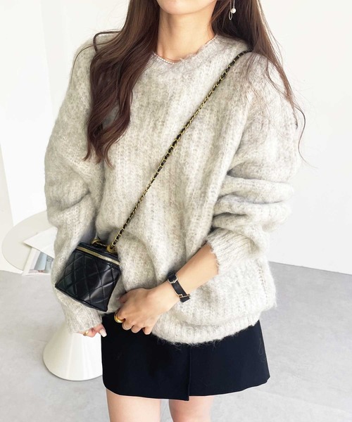 GeeRA（ジーラ）の「ミックスシャギービッグニット（ニット/セーター・レディース・ブルー/ベージュ/グレー・MEDIUM/LARGE）」の2枚目の写真