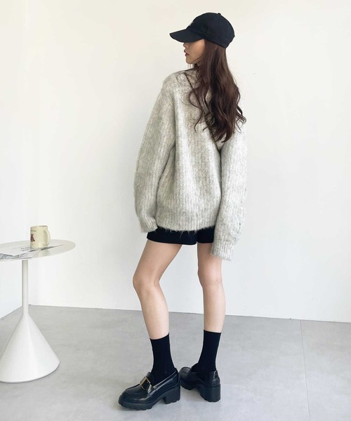 GeeRA（ジーラ）の「ミックスシャギービッグニット（ニット/セーター・レディース・ブルー/ベージュ/グレー・MEDIUM/LARGE）」の8枚目の写真