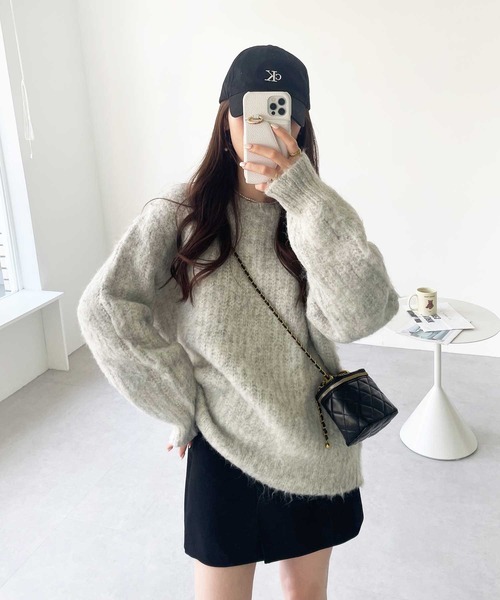 GeeRA（ジーラ）の「ミックスシャギービッグニット（ニット/セーター・レディース・ブルー/ベージュ/グレー・MEDIUM/LARGE）」の7枚目の写真