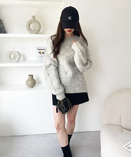 GeeRA（ジーラ）の「ミックスシャギービッグニット（ニット/セーター・レディース・ブルー/ベージュ/グレー・MEDIUM/LARGE）」の5枚目の写真