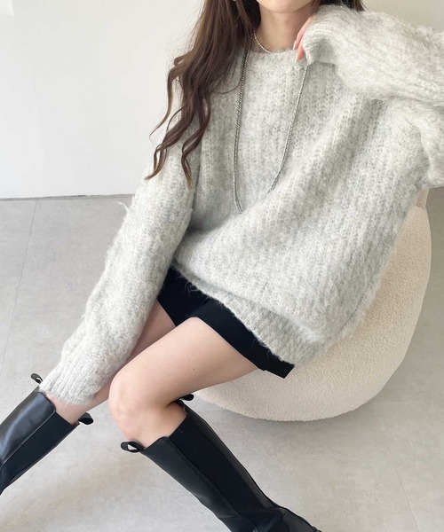 GeeRA（ジーラ）の「ミックスシャギービッグニット（ニット/セーター・レディース・ブルー/ベージュ/グレー・MEDIUM/LARGE）」の9枚目の写真