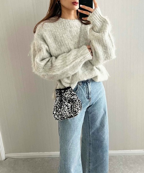 GeeRA（ジーラ）の「ミックスシャギービッグニット（ニット/セーター・レディース・ブルー/ベージュ/グレー・MEDIUM/LARGE）」の19枚目の写真