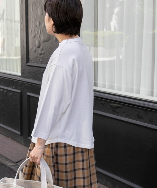 FORK&SPOON（フォークアンドスプーン）の「FORK&SPOON　ボトルネック8分袖Tシャツ（Tシャツ/カットソー・レディース・ブラック/オフホワイト/ホワイト系その他・1）」の6枚目の写真