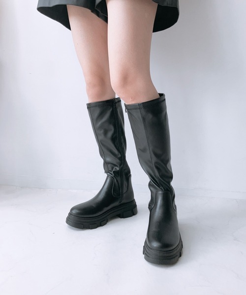 AS KNOW AS plus（アズノゥアズプラス）の「☆ストレッチロングブーツ（ブーツ・レディース・ブラック/ブラック系・M/L/LL）」の6枚目の写真