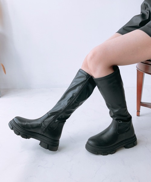 AS KNOW AS plus（アズノゥアズプラス）の「☆ストレッチロングブーツ（ブーツ・レディース・ブラック/ブラック系・M/L/LL）」の8枚目の写真