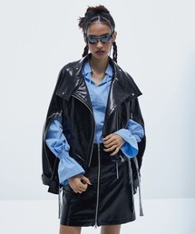 STUDIOUS | 【STUDIOUS/ステュディオス】パテントバイカージャケット(ブルゾン)