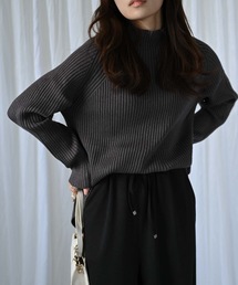 ＆HALF（アンドハーフ）の「バックスリットデザインリブニット（長袖/ハイネック/トップス）（ニット/セーター）」