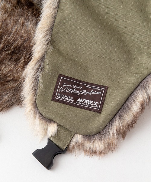 AVIREX(アヴィレックス)の「【AVIREX/アヴィレックス】フライトボアキャップ フェイクファー(キャップ・メンズ・カーキ/ブラック・FREE)」の8枚目の写真