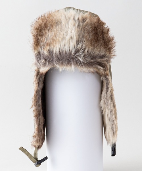 AVIREX(アヴィレックス)の「【AVIREX/アヴィレックス】フライトボアキャップ フェイクファー(キャップ・メンズ・カーキ/ブラック・FREE)」の4枚目の写真