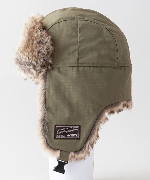 AVIREX(アヴィレックス)の「【AVIREX/アヴィレックス】フライトボアキャップ フェイクファー(キャップ・メンズ・カーキ/ブラック・FREE)」の5枚目の写真