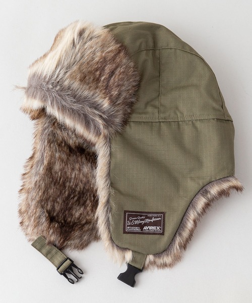 AVIREX(アヴィレックス)の「【AVIREX/アヴィレックス】フライトボアキャップ フェイクファー(キャップ・メンズ・カーキ/ブラック・FREE)」の21枚目の写真