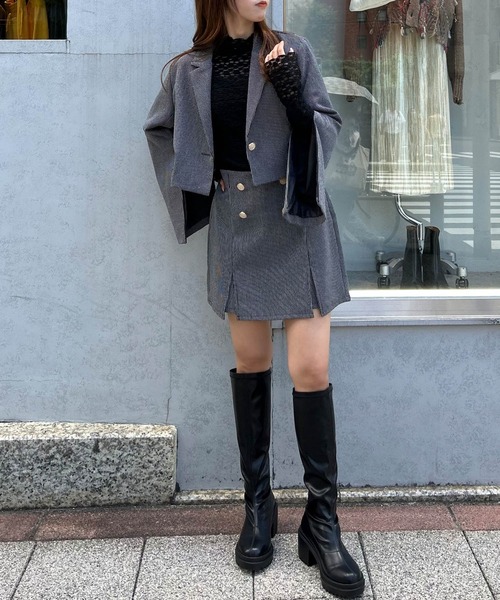 INGNI(イング)の「袖スリットファスナーショートジャケット(セットアップ対応)(テーラードジャケット・レディース・ブラック/ブラウン系その他2/ブラック系その他7・M)」の9枚目の写真