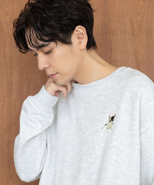 LAKOLE（ラコレ）の「イヌネコ刺繍プルオーバー / 980290（スウェット・メンズ・オレンジ/ライトグレー/グリーン/ホワイト・LARGE/MEDIUM/X-LARGE）」の3枚目の写真