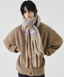 REON STUDIO | 韓国ブランド RE:ON STUDIO レオンスタジオ FRINGE STRIPE MUFFLER ボーダー ボリュームマフラー フリンジマフラー マフラー 防寒グッズ 韓国ファッション(マフラー)