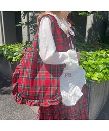 シャギー起毛タータンチェックトートバッグ