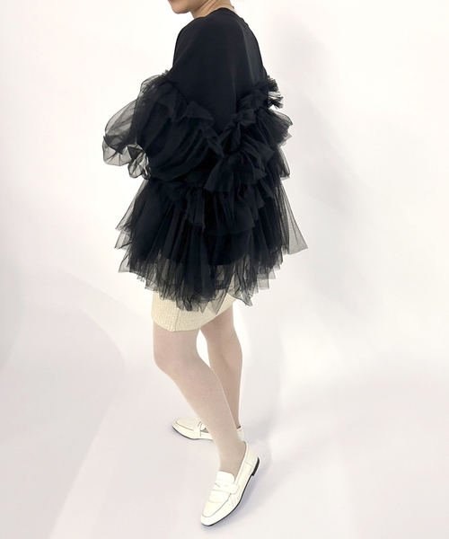 EDIT. FOR LULU(エディットフォールル)の「【VIVIANO / ヴィヴィアーノ】別注Gathered Tulle Trimmed スウェット(スウェット・レディース・ホワイト・SMALL)」の7枚目の写真