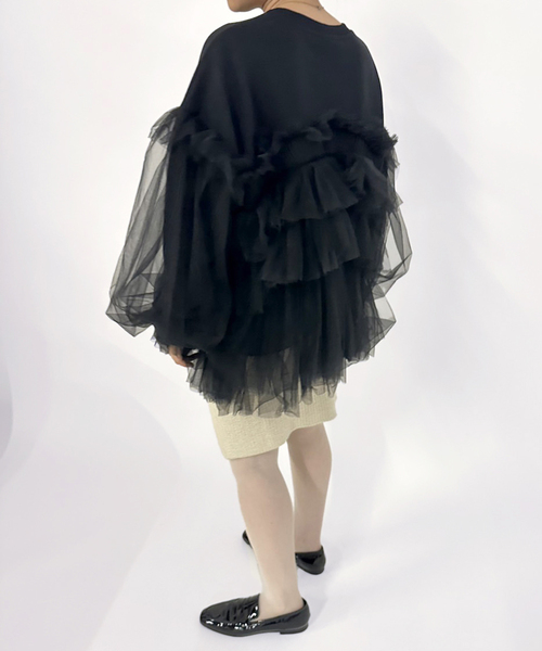 EDIT. FOR LULU(エディットフォールル)の「【VIVIANO / ヴィヴィアーノ】別注Gathered Tulle Trimmed スウェット(スウェット・レディース・ホワイト・SMALL)」の8枚目の写真