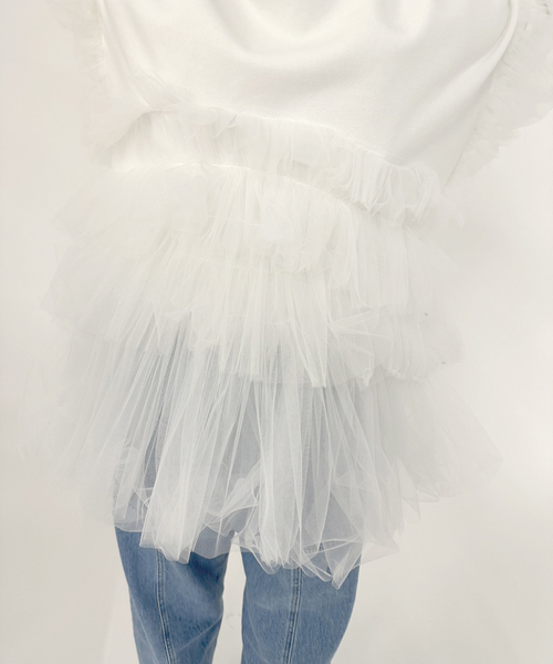 EDIT. FOR LULU(エディットフォールル)の「【VIVIANO / ヴィヴィアーノ】別注Gathered Tulle Trimmed スウェット(スウェット・レディース・ホワイト・SMALL)」の11枚目の写真