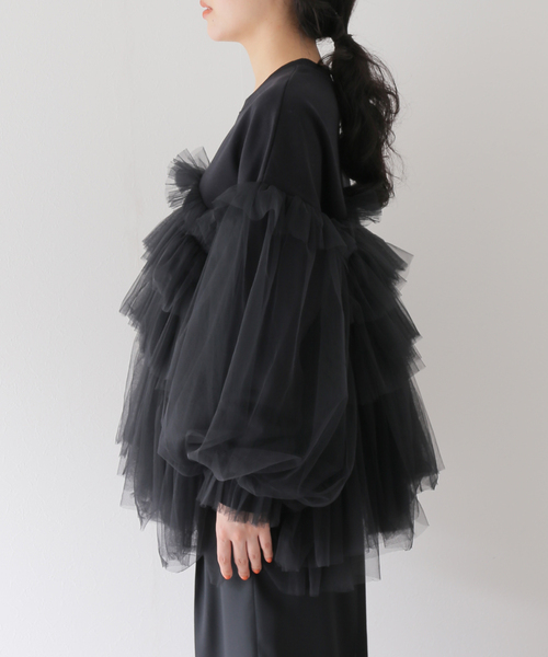 EDIT. FOR LULU(エディットフォールル)の「【VIVIANO / ヴィヴィアーノ】別注Gathered Tulle Trimmed スウェット(スウェット・レディース・ホワイト・SMALL)」の15枚目の写真