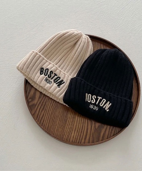 Bambin（ボンバン）の「【 Bambin / ボンバン 】 ロゴ 刺繍 ニットキャップ（ニットキャップ/ビーニー・キッズ・ブラウン/ブラック/カーキ/ベージュ/アイボリー・FREE）」の2枚目の写真