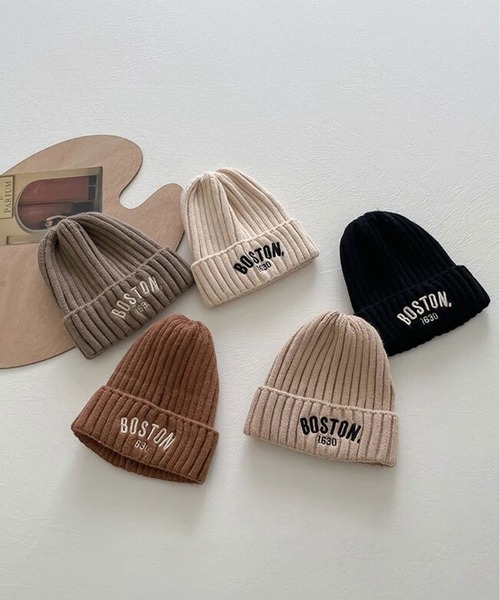 Bambin（ボンバン）の「【 Bambin / ボンバン 】 ロゴ 刺繍 ニットキャップ（ニットキャップ/ビーニー・キッズ・ブラウン/ブラック/カーキ/ベージュ/アイボリー・FREE）」の8枚目の写真