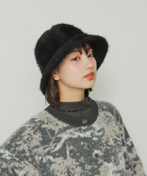 SENSE OF PLACE by URBAN RESEARCH（センスオブプレイスバイアーバンリサーチ）の「『WEB限定』シャギーハット（ハット・レディース・アイボリー/ブラック・ONE）」の5枚目の写真