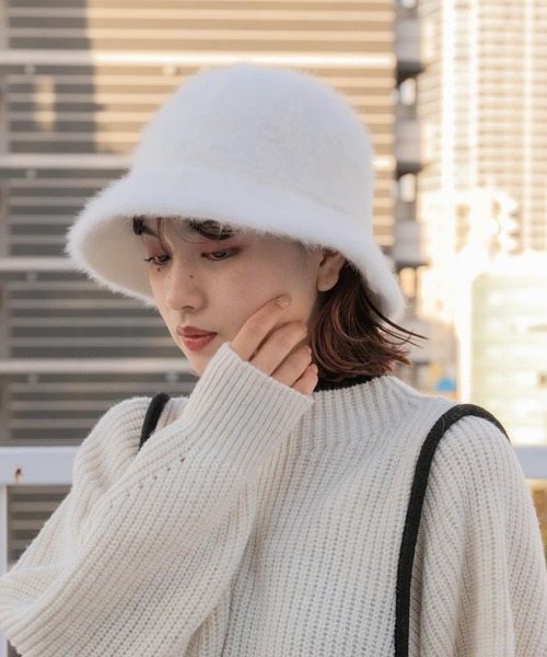 SENSE OF PLACE by URBAN RESEARCH（センスオブプレイスバイアーバンリサーチ）の「『WEB限定』シャギーハット（ハット・レディース・アイボリー/ブラック・ONE）」の9枚目の写真