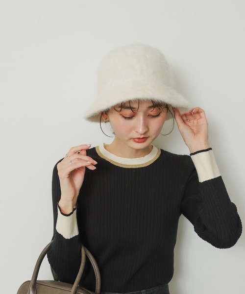 SENSE OF PLACE by URBAN RESEARCH（センスオブプレイスバイアーバンリサーチ）の「『WEB限定』シャギーハット（ハット・レディース・アイボリー/ブラック・ONE）」の15枚目の写真