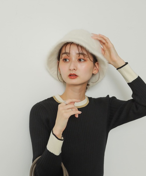 SENSE OF PLACE by URBAN RESEARCH（センスオブプレイスバイアーバンリサーチ）の「『WEB限定』シャギーハット（ハット・レディース・アイボリー/ブラック・ONE）」の16枚目の写真