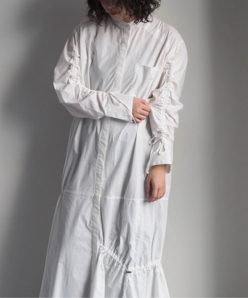 cepo（セポ）の「アシメドロストバンドカラーワンピース（シャツワンピース・レディース・ブラック/ネイビー/オフホワイト・M）」の5枚目の写真