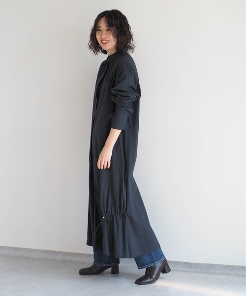 cepo（セポ）の「アシメドロストバンドカラーワンピース（シャツワンピース・レディース・ブラック/ネイビー/オフホワイト・M）」の19枚目の写真