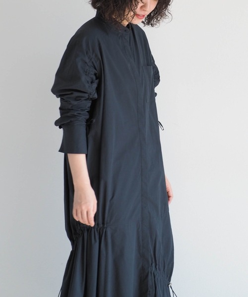 cepo（セポ）の「アシメドロストバンドカラーワンピース（シャツワンピース・レディース・ブラック/ネイビー/オフホワイト・M）」の9枚目の写真