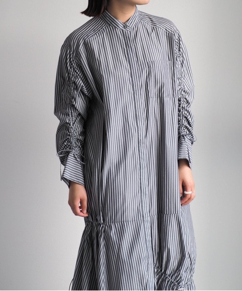 cepo（セポ）の「アシメドロストバンドカラーワンピース（シャツワンピース・レディース・ブラック/ネイビー/オフホワイト・M）」の13枚目の写真