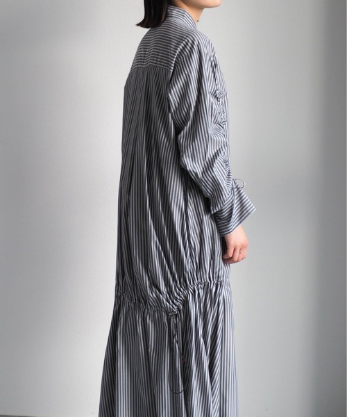 cepo（セポ）の「アシメドロストバンドカラーワンピース（シャツワンピース・レディース・ブラック/ネイビー/オフホワイト・M）」の18枚目の写真