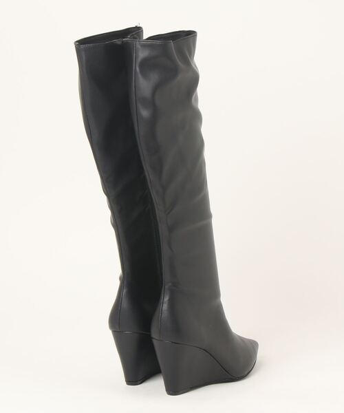 DULCIS REGALO（ドルキス レガロ）の「ElvisLuce(エルビスルーチェ)7.5cmヒールポインテッドトゥウェッジロングブーツ（ブーツ・レディース・ブラック/ブラック系その他・L/M/LL/S）」の3枚目の写真