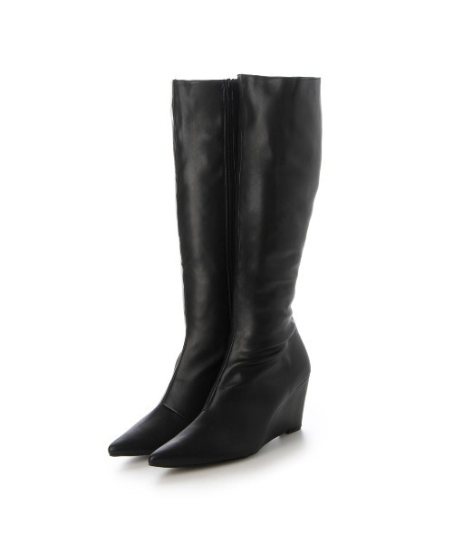 DULCIS REGALO（ドルキス レガロ）の「ElvisLuce(エルビスルーチェ)7.5cmヒールポインテッドトゥウェッジロングブーツ（ブーツ・レディース・ブラック/ブラック系その他・L/M/LL/S）」の5枚目の写真