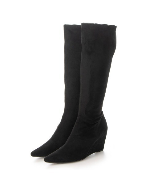 DULCIS REGALO（ドルキス レガロ）の「ElvisLuce(エルビスルーチェ)7.5cmヒールポインテッドトゥウェッジロングブーツ（ブーツ・レディース・ブラック/ブラック系その他・L/M/LL/S）」の6枚目の写真