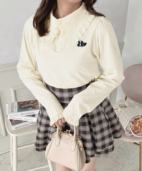 apres jour（アプレジュール）の「ロングスリーブフリルポロシャツ【ZOZOTOWN限定アイテム】（ポロシャツ・レディース・クリーム/グレー/ピンク・X-LARGE/フリー）」の3枚目の写真