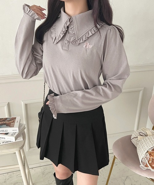 apres jour（アプレジュール）の「ロングスリーブフリルポロシャツ【ZOZOTOWN限定アイテム】（ポロシャツ・レディース・クリーム/グレー/ピンク・X-LARGE/フリー）」の7枚目の写真