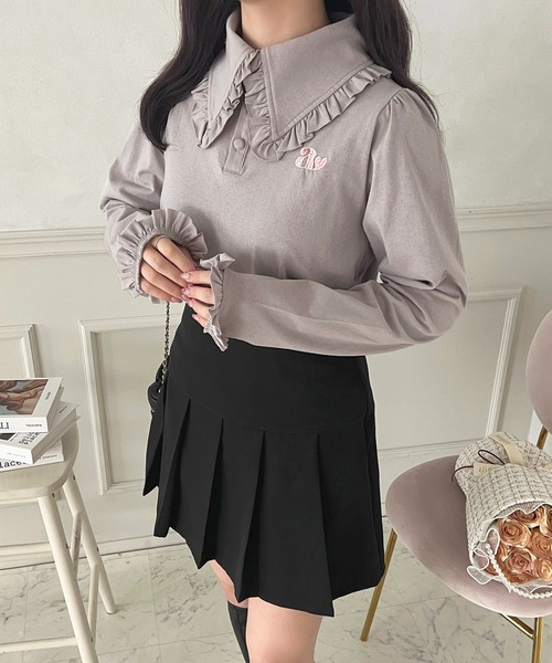 apres jour（アプレジュール）の「ロングスリーブフリルポロシャツ【ZOZOTOWN限定アイテム】（ポロシャツ・レディース・クリーム/グレー/ピンク・X-LARGE/フリー）」の9枚目の写真