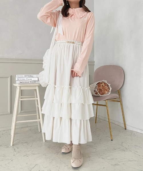 apres jour（アプレジュール）の「ロングスリーブフリルポロシャツ【ZOZOTOWN限定アイテム】（ポロシャツ・レディース・クリーム/グレー/ピンク・X-LARGE/フリー）」の5枚目の写真