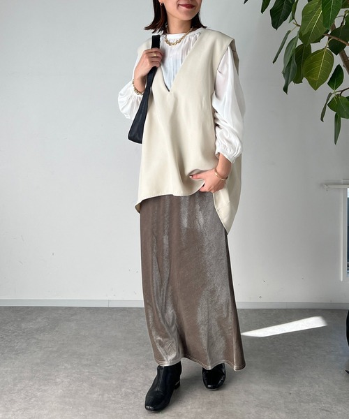 un dix cors（アンディコール）の「ベロアバイヤスロングスカート（スカート・レディース・チャコールグレー/グレー・FREE）」の10枚目の写真