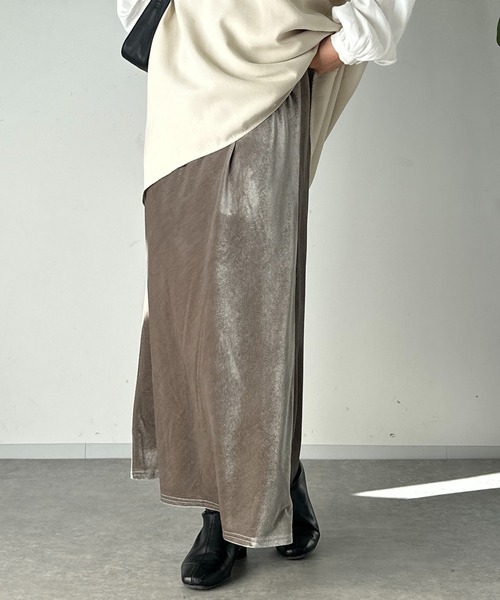 un dix cors（アンディコール）の「ベロアバイヤスロングスカート（スカート・レディース・チャコールグレー/グレー・FREE）」の5枚目の写真