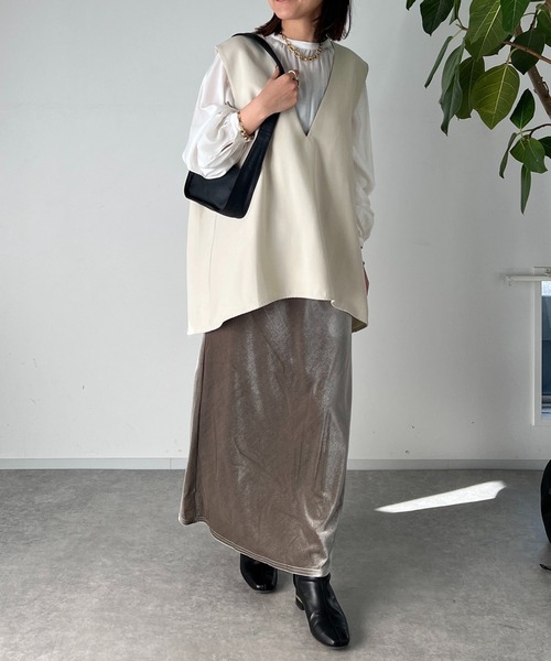 un dix cors（アンディコール）の「ベロアバイヤスロングスカート（スカート・レディース・チャコールグレー/グレー・FREE）」の13枚目の写真